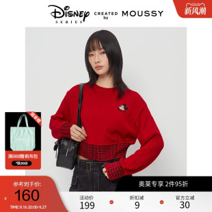 moussy 春季迪士尼联名短款刺绣米奇针织衫010HAQ70-0861