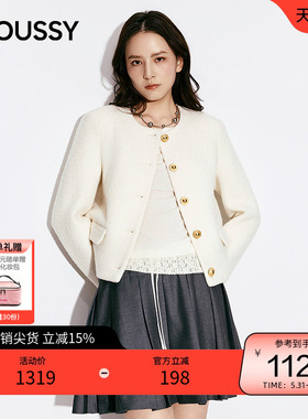 MOUSSY 2026早春新品优雅复古风圆领毛呢短外套女028JSB30-1037