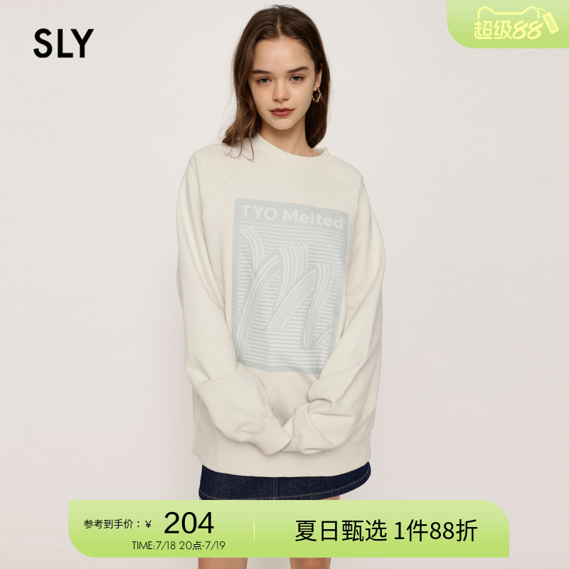 sly男友风创意图案插肩袖卫衣