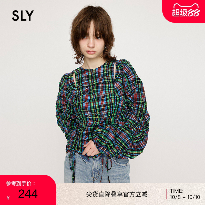 SLY复古怀旧风设计感格纹衬衫