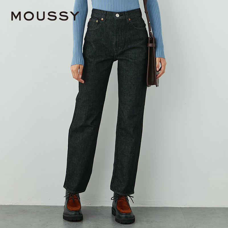 MOUSSY 夏季新品简约设计复古直筒裤高腰牛仔裤C10GSA1