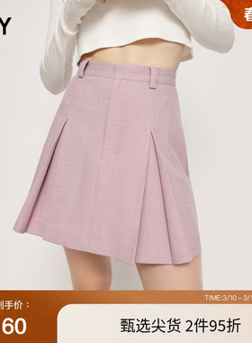 SLY 秋季高腰A字甜美短款百褶裙半身裙女030GSZ31-0680