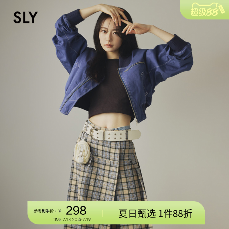 SLY机车风缝线拉链短款夹克外套