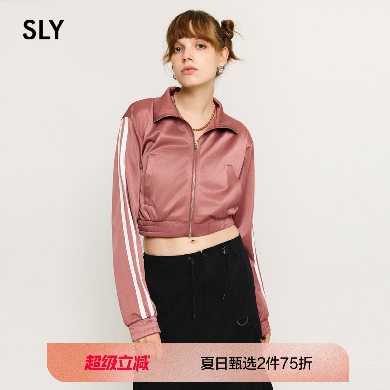 sly光泽感运动风短款休闲外套