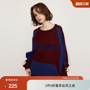 SLY 春季美式复古撞色宽松慵懒感针织毛衣030HAZ70-4511