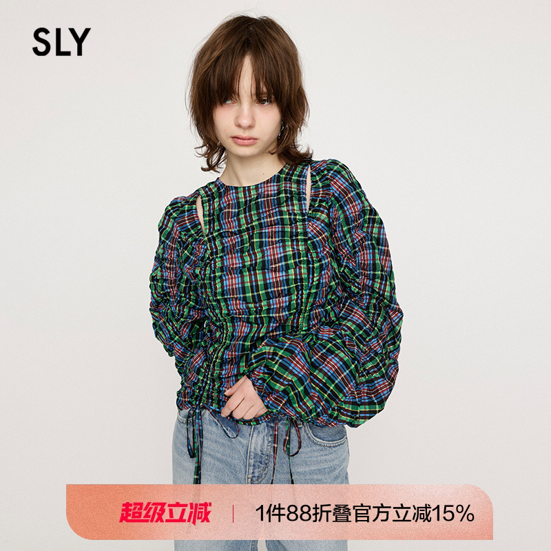 SLY复古怀旧风设计感格纹衬衫