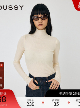 moussy 冬季新品简约基础款多色高领修身针织衫010HAS80-9341