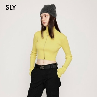 2023冬季 030GAZ70 新品 简约风纯色高领露脐针织衫 1720 基本款 SLY