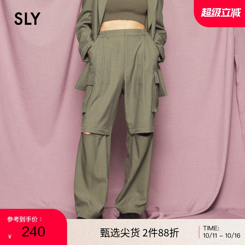 SLY 冬季新品松垮立体口袋拉链辣妹工装裤女030GSZ31-0690