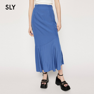 优雅淑女风高腰不对称鱼尾半身裙030GSL31 新品 5410 春季 SLY