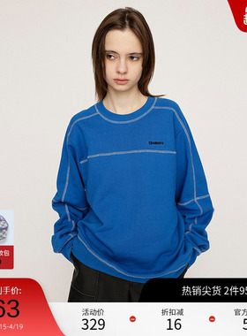 SLY 春季美式休闲宽松棒球圆领套头卫衣女030HAR80-4991