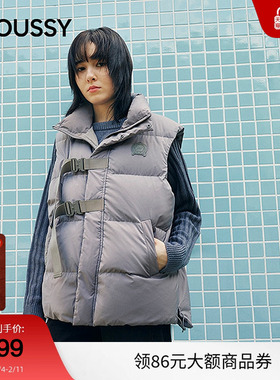 MOUSSY 秋季新品城市运动风绑带设计羽绒马甲女IAC-