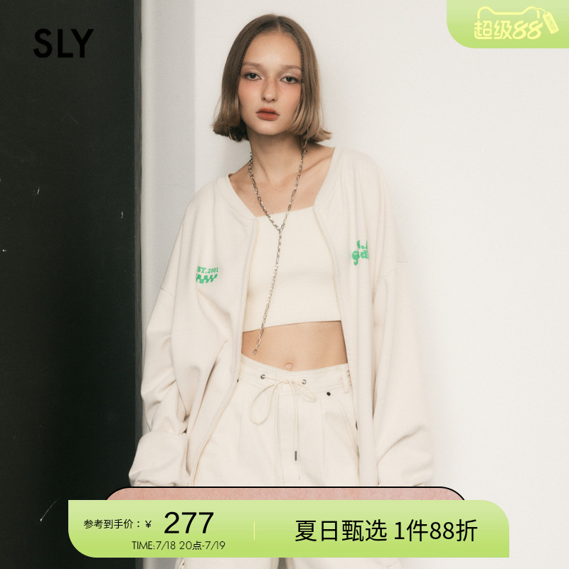 sly欧美风正反两穿运动卫衣外套