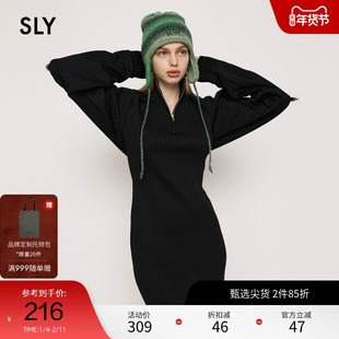 SLY冬季新品欧美风修身短款两件套针织连衣裙030GAZ73-1700