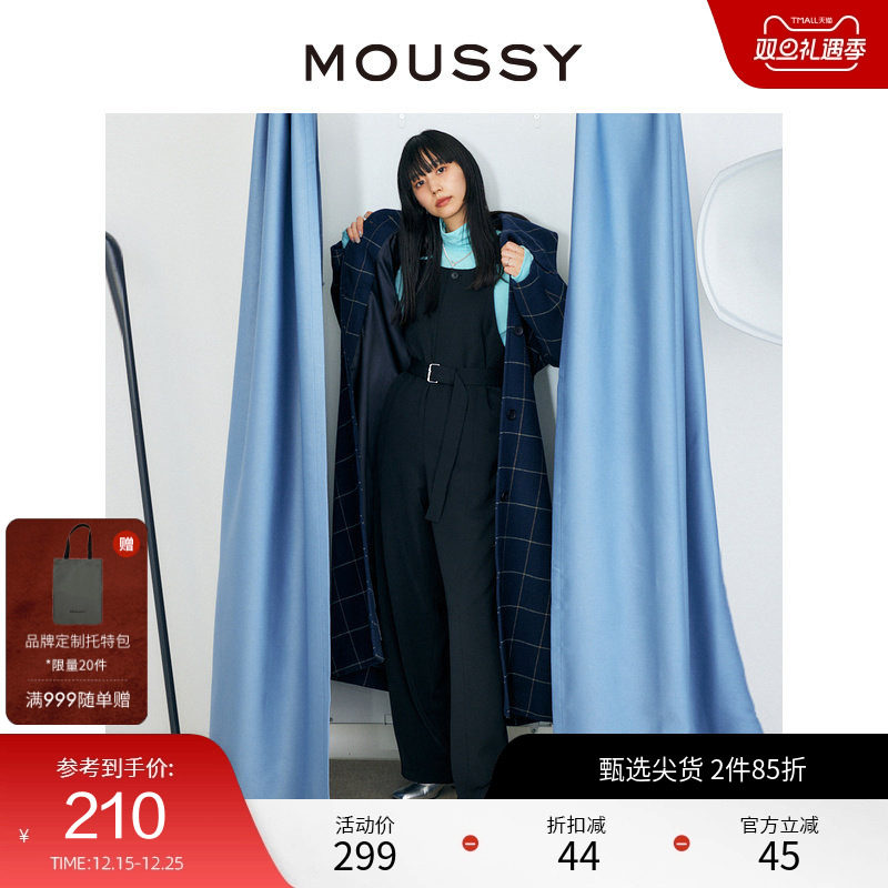 MOUSSY 冬季中性收腰复古背带裤休闲裤女010FAW30-7