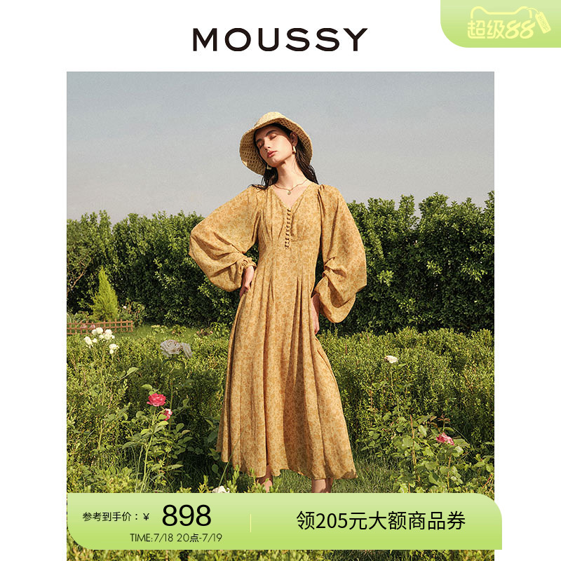 moussy 2023夏季新款南法度假风碎花气质浪漫连衣裙028ISX33-3711
