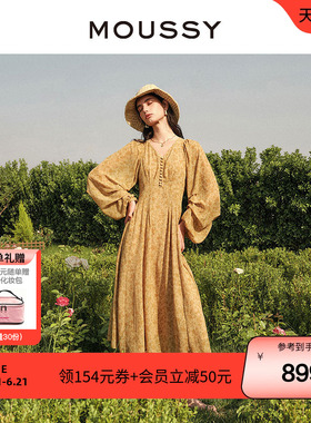 moussy 夏季新款南法度假风碎花气质浪漫连衣裙028ISX33-3711