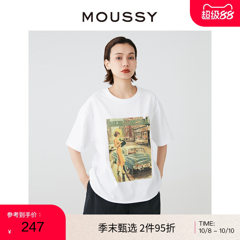 MOUSSY美式复古海报印花短袖T恤