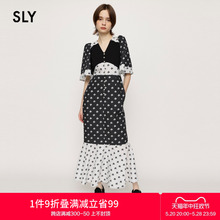 SLY 2023秋季新品复古少女花卉图案喇叭袖连衣裙女030GSZ33-4210