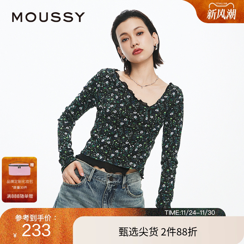 MOUSSY法式优雅淑女风针织开衫