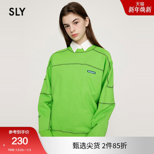 1470 复古明线撞色圆领直筒卫衣女030HSA90 SLY 美式