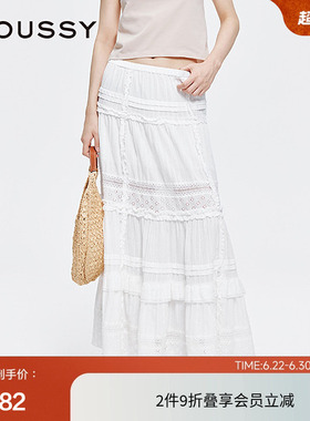 moussy 早春清新优雅镂空拼接半身长裙女028ISA31-1002