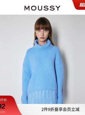 MOUSSY 简约设计高领软糯慵懒感落肩袖套头毛衣女010FAH70-6870