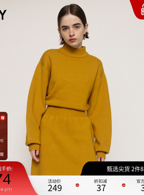 SLY 冬季新品优雅淑女高领收腰针织短款连衣裙030FAZ73-5460