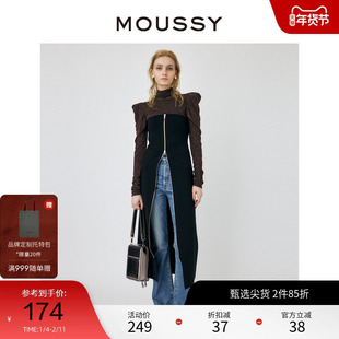 MOUSSY 冬季新品冷淡晚宴风双头拉链显瘦连衣裙010GA270-6750