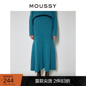 moussy奥莱 春季高腰包臀复古针织鱼尾裙半身裙010FAW70-6720