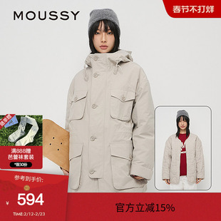 moussy 秋季工装风中性猎装夹克外套棉服女028HAA30-2141