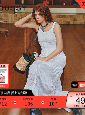 moussy 夏季波西米亚风度假吊带连衣裙女028ISZ33-1301