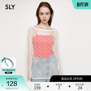 2190 T恤030GSZ80 SLY 春夏透视网状镂空下摆开叉宽松长袖