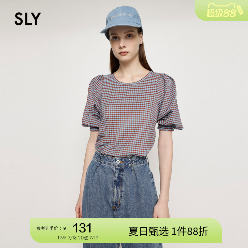 sly日系休闲风格纹设计短袖衬衫