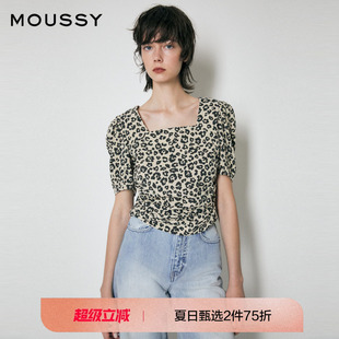 女010FSH30 moussy奥莱 捏褶衬衫 春夏气质短款 2480 方领泡泡袖