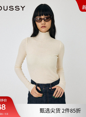 moussy 冬季新品简约基础款多色高领修身针织衫010HAS80-9341