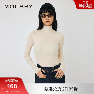 简约基础款 新品 多色高领修身 针织衫 9341 moussy 010HAS80 冬季