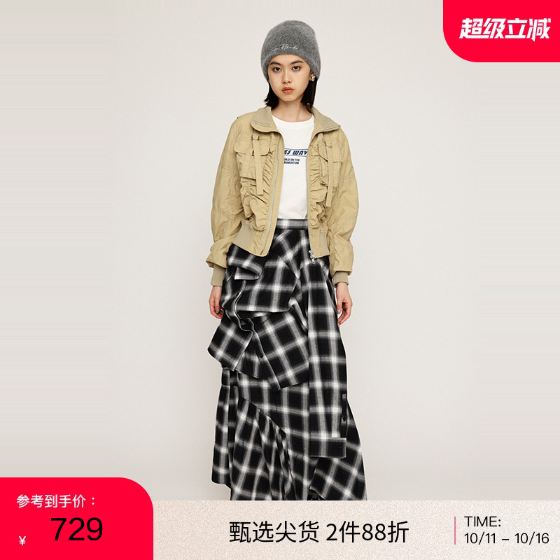 moussy2024冬季新品户外机能风vibe抽褶夹克外套030HAZ30-1311
