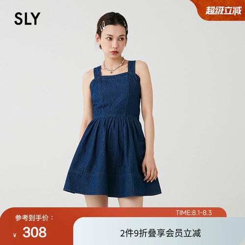 SLY复古丹宁港风牛仔吊带连衣裙