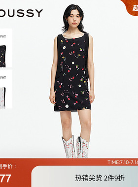 moussy 夏季法式度假风花卉无袖飘带连衣裙028ISA33-3531