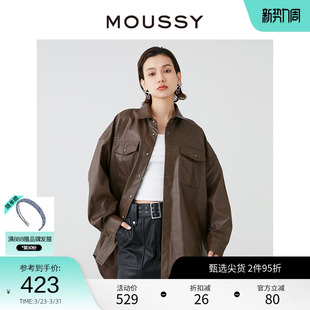街头风廓形皮衣外套女028HSZ30 MOUSSY 0531 明星同款