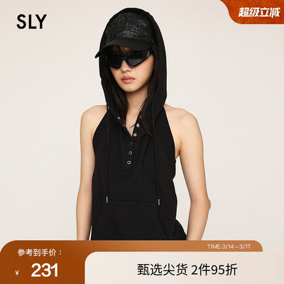 sly美式复古运动风连帽无袖背心