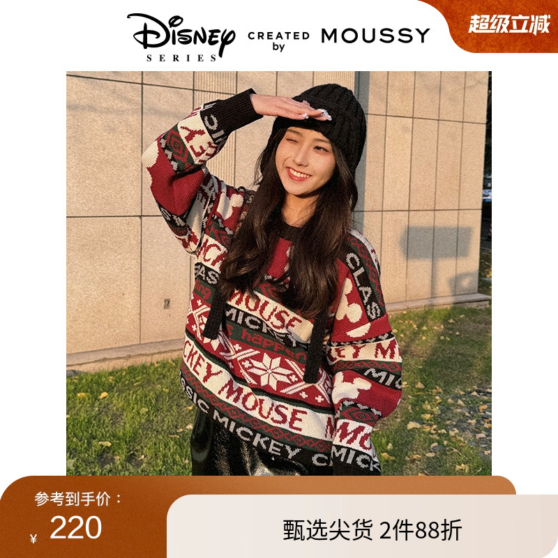 moussy迪士尼图案针织毛衣