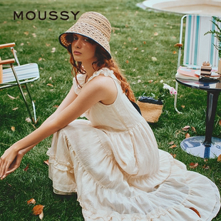 连衣裙028ISA33 moussy 甜美清新荷叶边圆领无袖 2025夏季 1003 新品