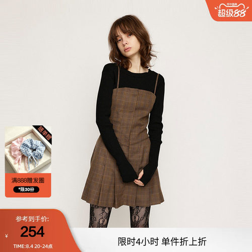 SLY 春季法式赫本风多穿法百褶吊带连衣裙030HAR33-5761