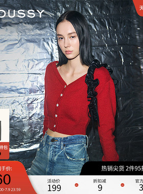 moussy 春季前后两穿通勤花朵纽扣针织开衫010HAH70-9191