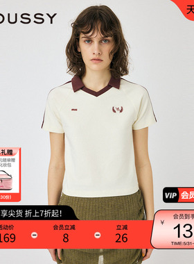 moussy 2024夏季新品办公室运动风插肩袖足球T恤女010HSL90-0580