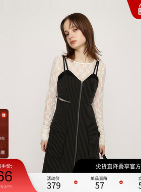 SLY 24冬季新品办公室海妖风拉链吊带连衣裙030HAM33-4551