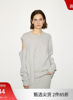 SLY 24冬季新品THROW系列不规则露肩设计针织衫030HA070-2031