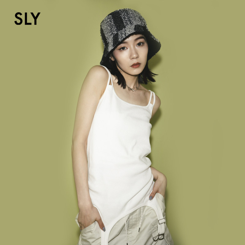 SLY 春夏新品双肩带泳衣式甜辣风修身吊带上衣030GSZ80-